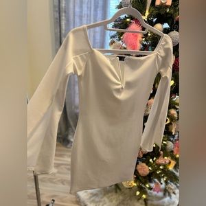 White V Neck Off the Shoulder Mini Dress